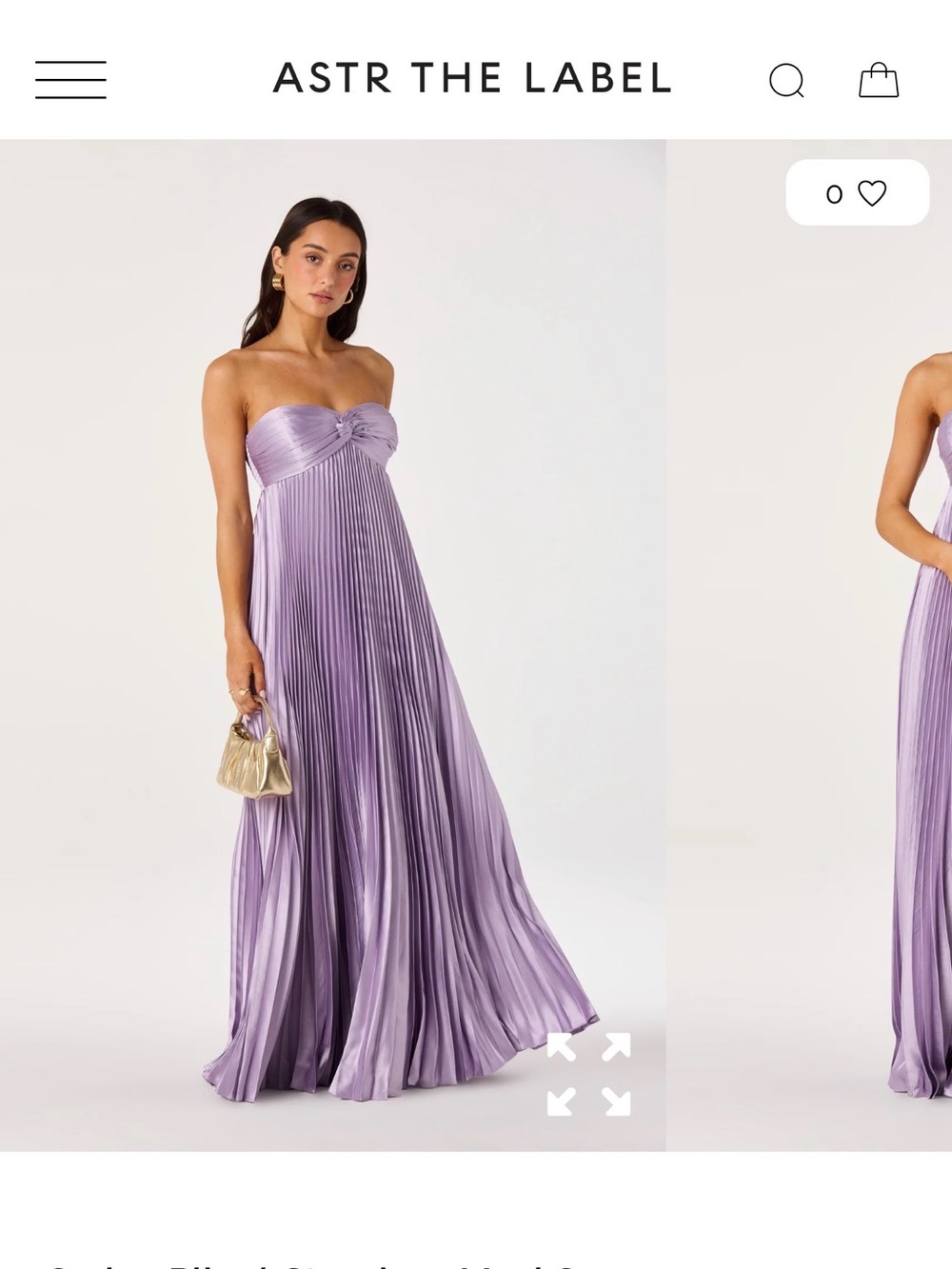 Astr Strapless Pleated Maxi Dress in Lavender